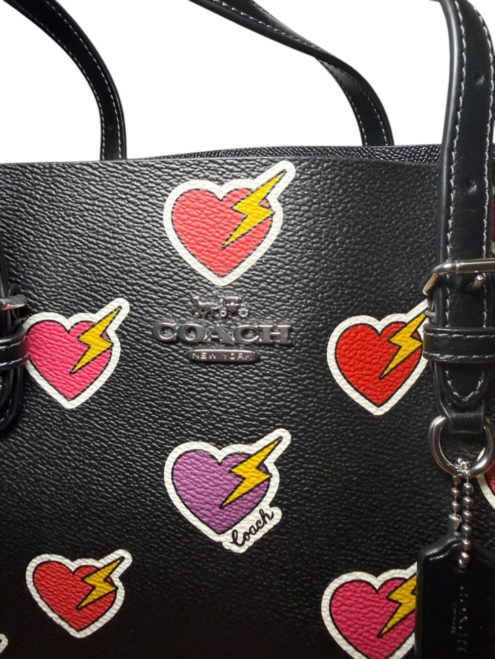 Coach Mollie Tote Bag 25 with Heart Bolt Print - Picture 12 of 15